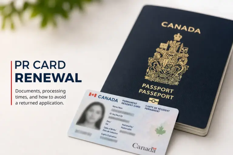 Cartão residente permanente e passaporte do Canadá para renovação